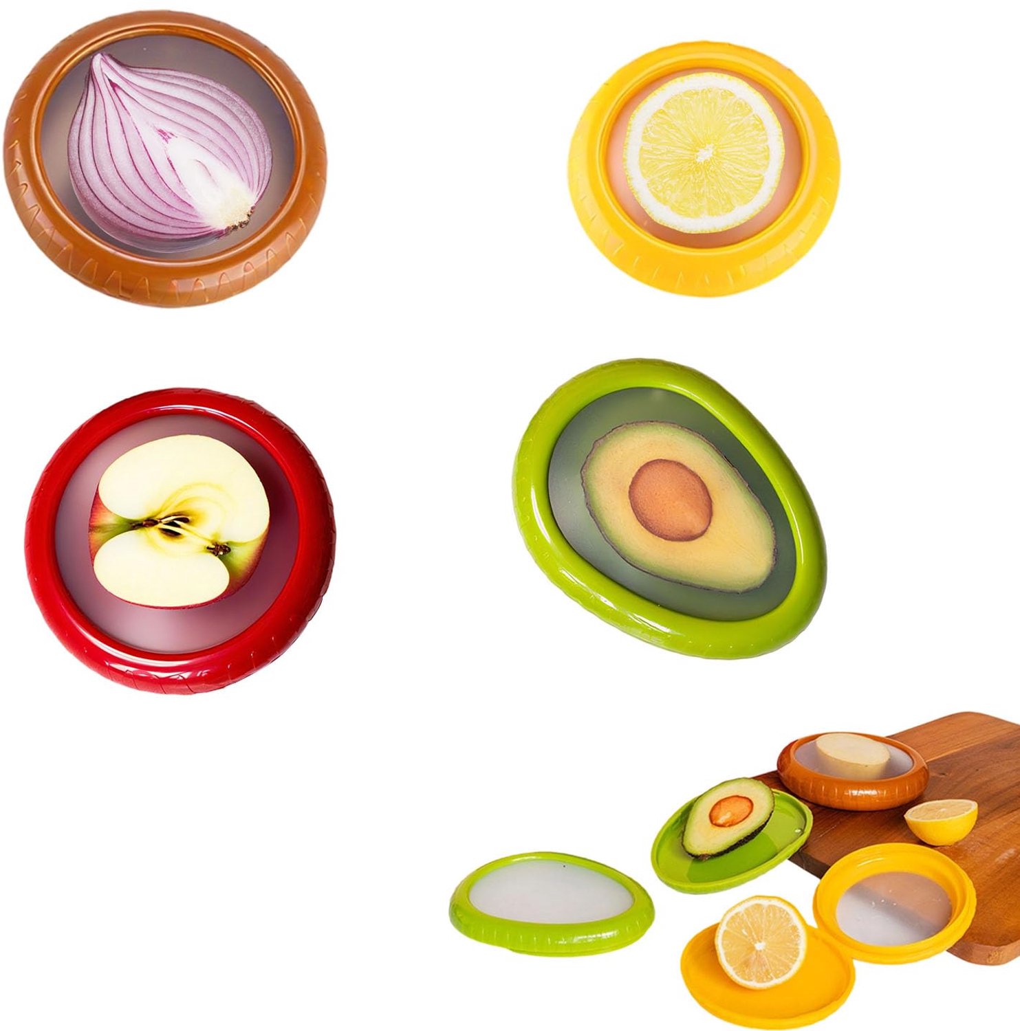 Set van 4 Herbruikbare Silicone Fruitopslagdozen