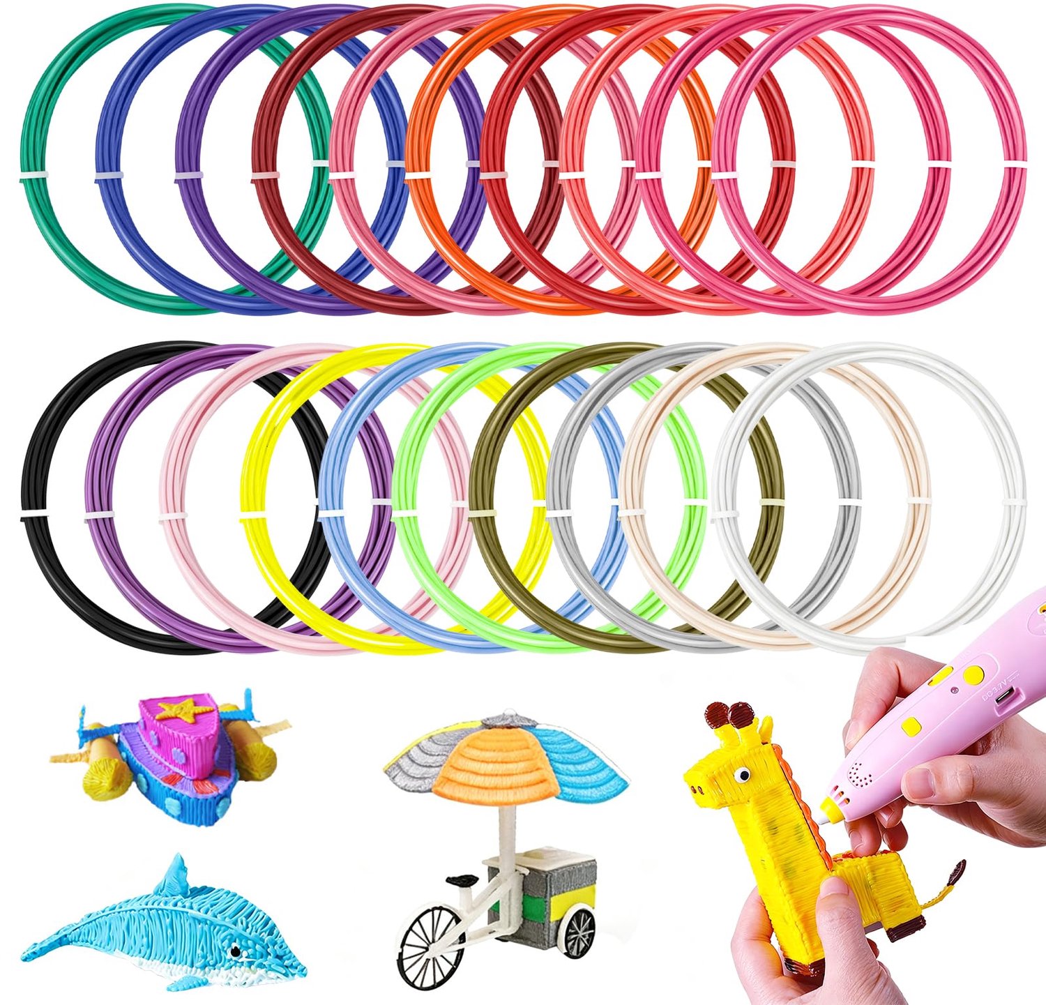 20 Kleuren 3D Pen Filament PLA 1.8mm Set