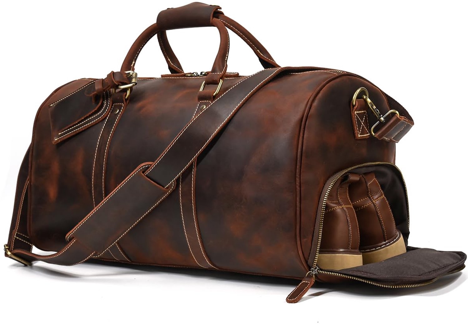Vintage Leren Reistas voor Weekendtrips