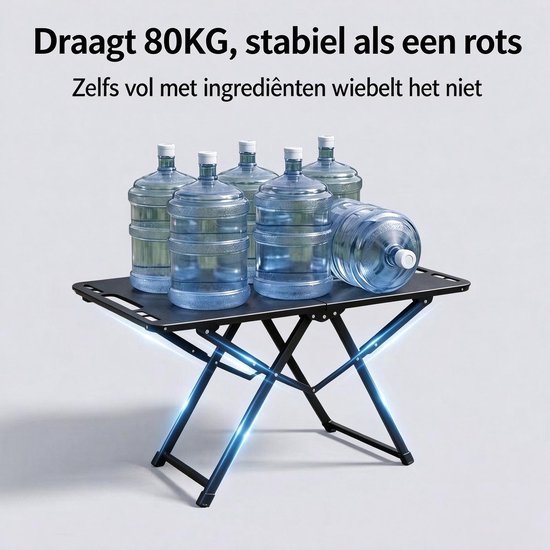 Tactische campingtafel met verlengde vierkante poten lichtgewicht opvouwbare klaptafel draagbare multifunctionele picknicktafel voor buiten en reizen (75*36*40 cm) — afbeelding 2