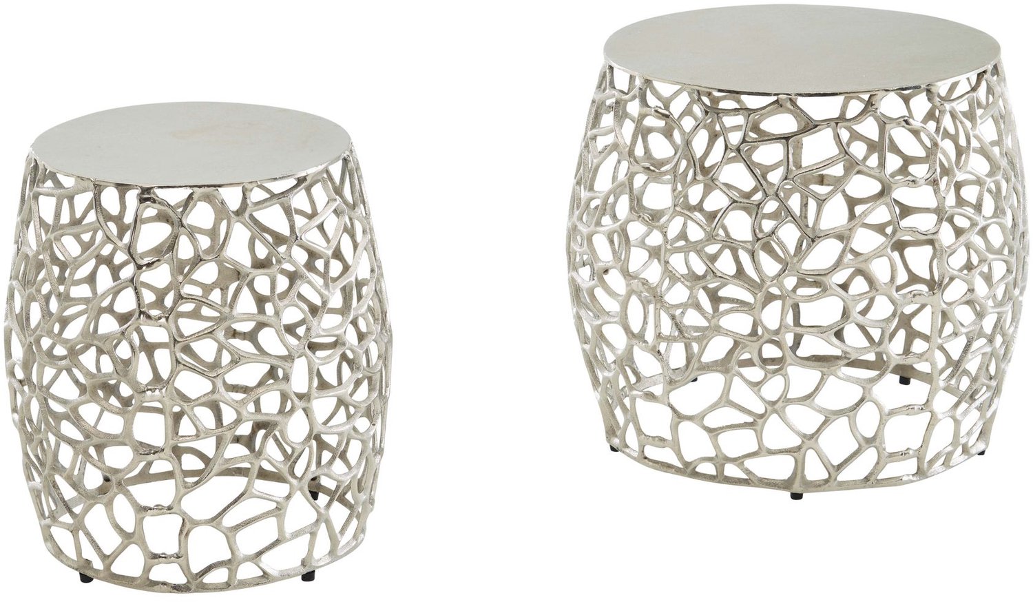 Cosmo Casa Bijzettafels - Set van 2 - Aluminium - Zilver - 46 x 46 x 42 cm