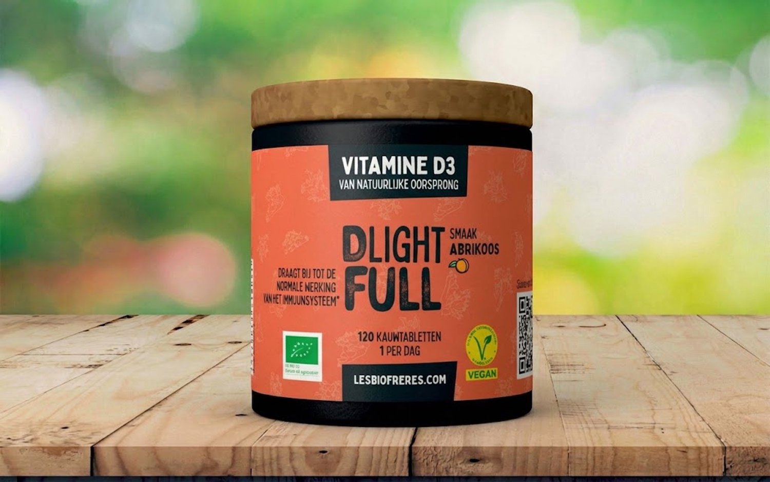 Les Bio Frères Vitamine D3 Dédé Abrikoos - Vegan Supplement - Kauwtabletten - 120 Stuks - Immuniteitsondersteuning