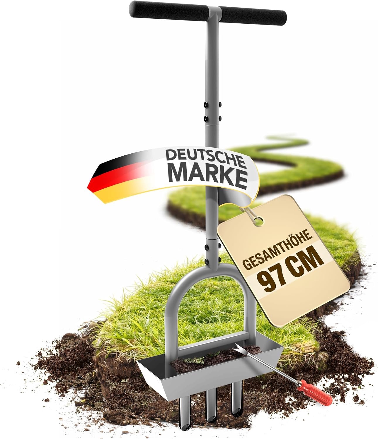 Grondbeluchter met holle lepels - Handmatige luchtfan - Verwijdert grondkernen - Gezonde tuin - ShopVlot