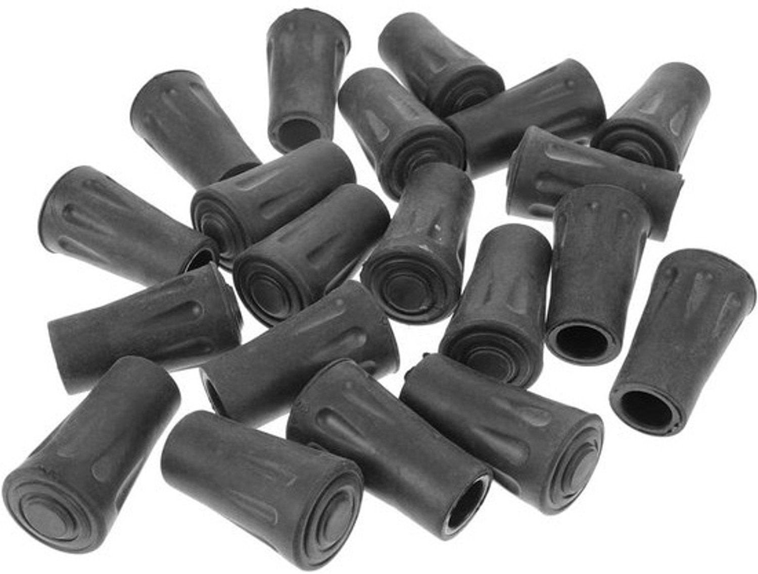 Trekkingstokken Doppen - Wandelstok Beschermers - Wandelen op paden - Duurzaam Rubber - 20 Stuks - Zwart