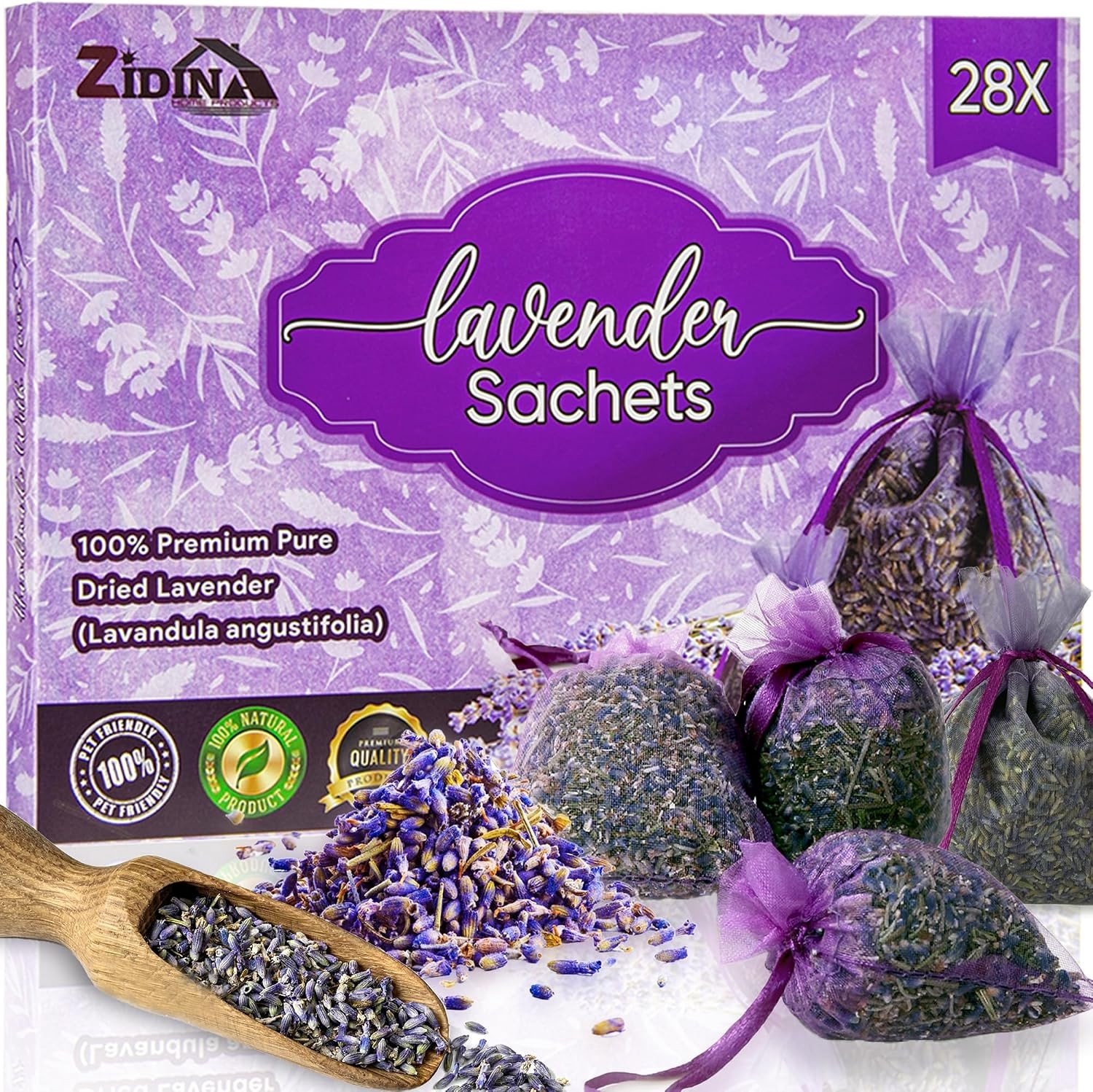 Lavendelzakjes - Natuurlijke Geurverfrisser - 28 Zakjes - Gedroogde Lavendel - Voor Kast, Huis en Auto