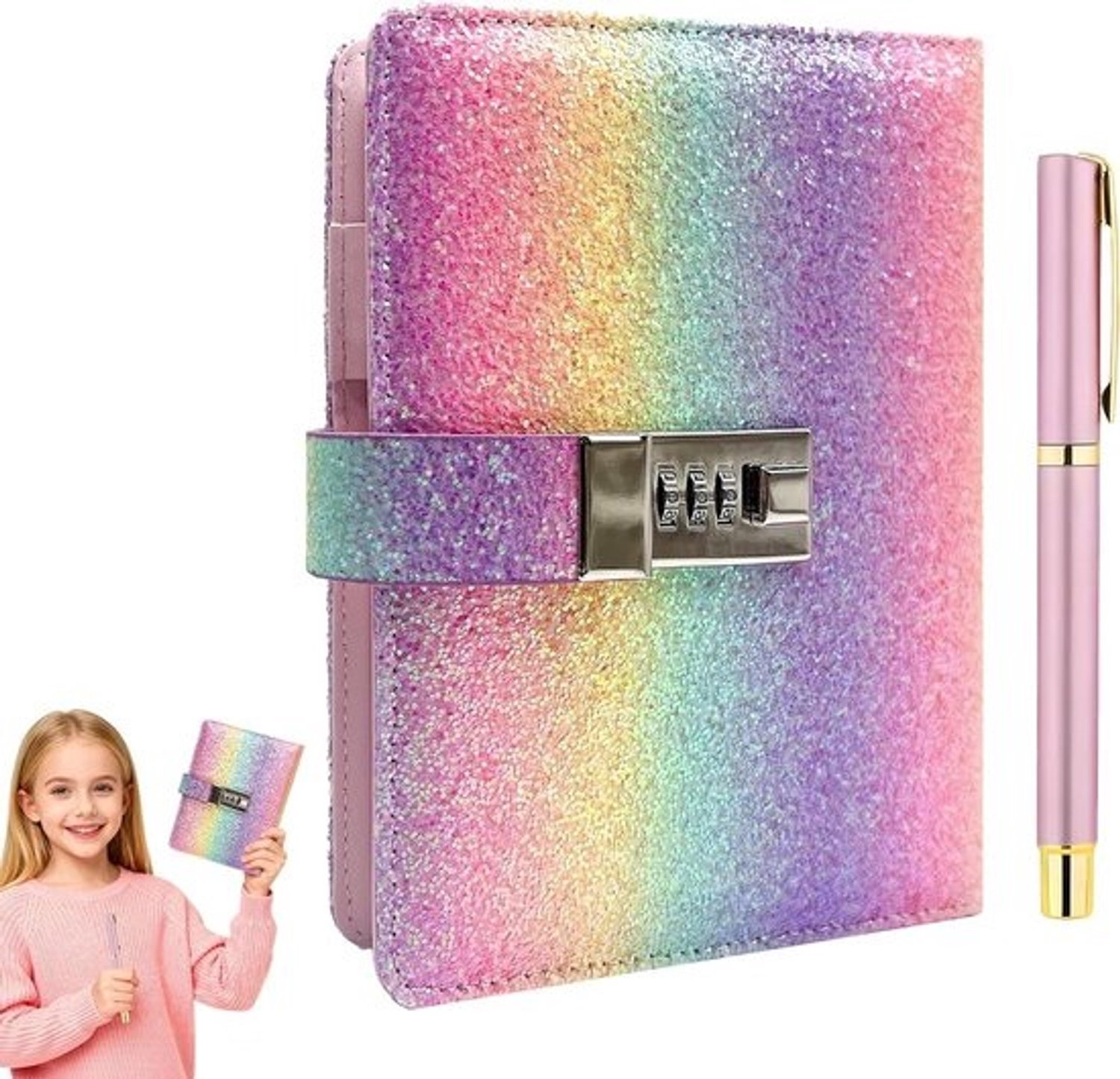 Meisjes Dagboek - Geheim Schrift - Geheimen Bewaren - Met Cijferslot - 18.3 x 14 cm - Regenboogkleuren