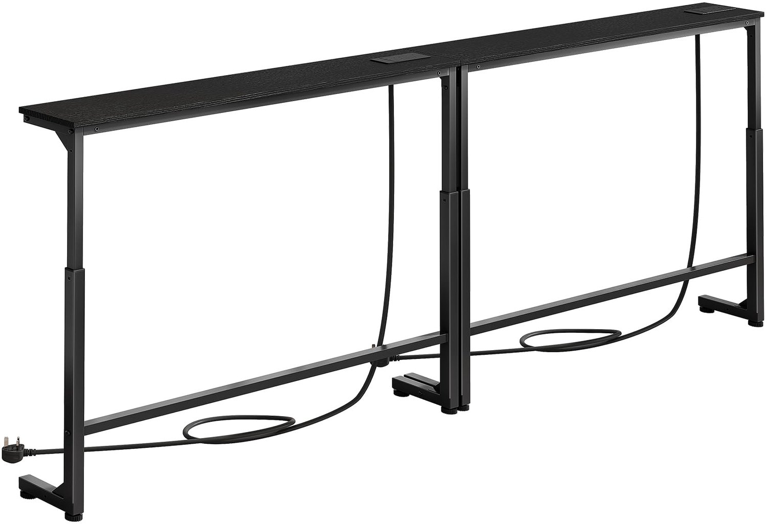 Kitstorack 2-pack smalle consoletafel met verstelbare hoogte (25"-33") & 2 stopcontacten, skinny tafel achter de bank, 79" lang x 5,9" brede sofa bijz