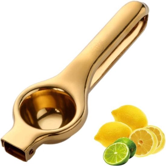 Citroenpers - Handmatige citruspers - Limoenpers - Handpers citrusvruchten - Lemon squeezer - Goudkleurig - RVS - 20 cm - Jonyx — afbeelding 3