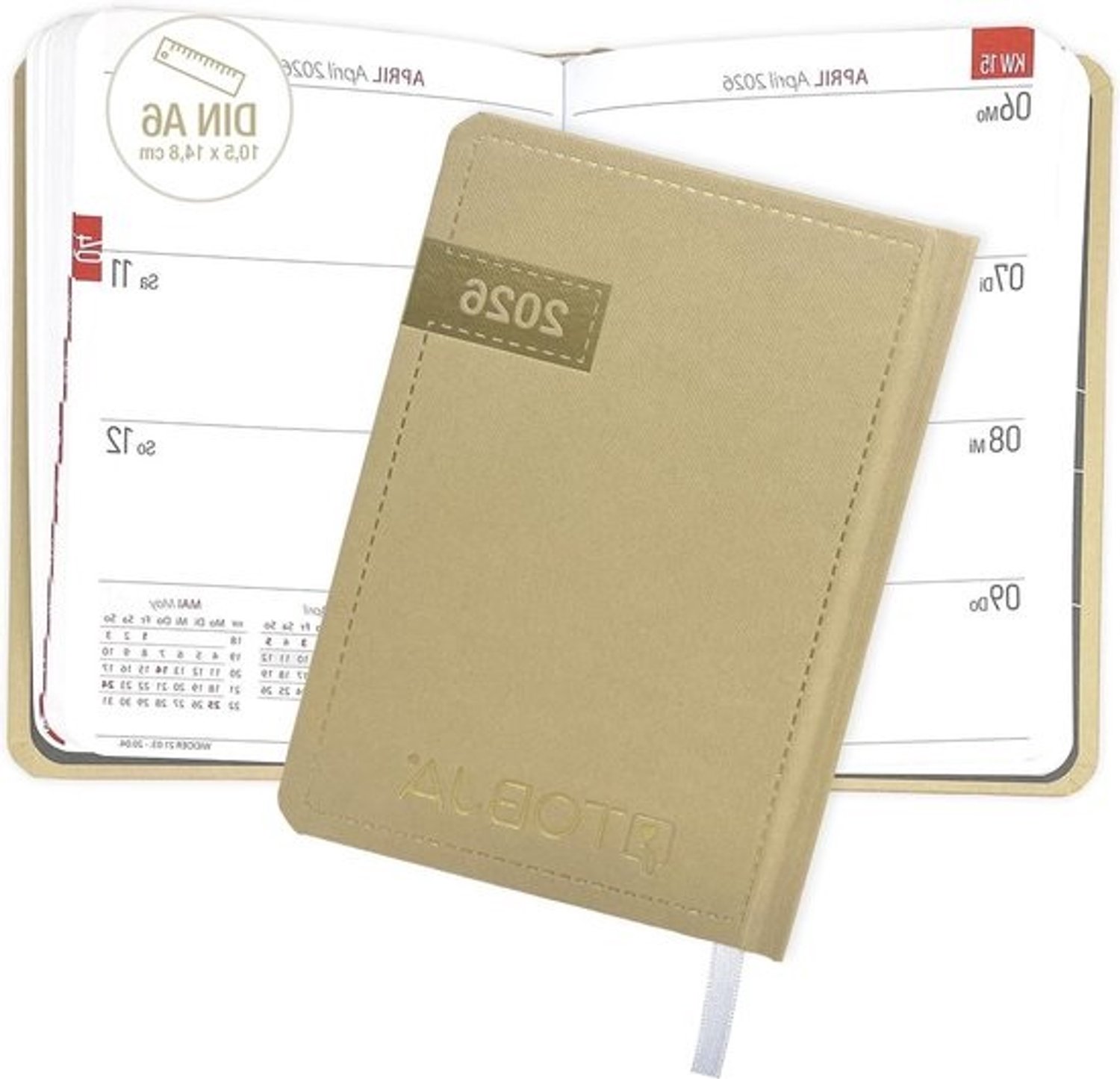 Zakagenda 2025 - Planner A6 - Afspraken Plannen - Week op Twee Pagina's - A6 - Blauw-Beige