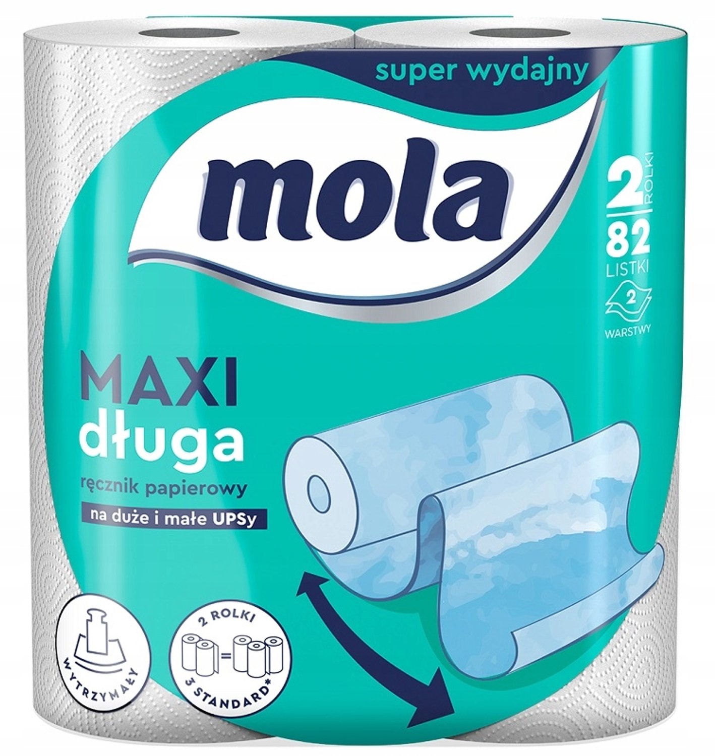 Mola Maxi Lange Keukenrol - 2 Rollen, Extra Absorberend