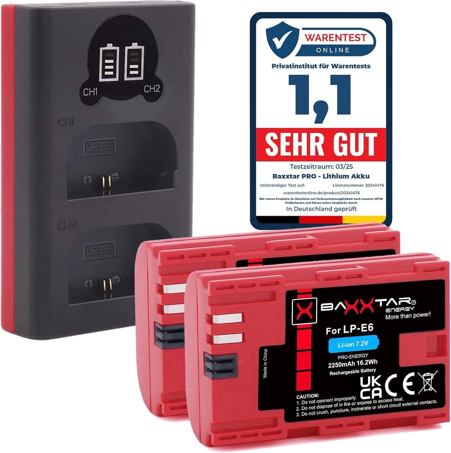 Set - 2x LP-E6 Accu 2250mAh met LCD Dual Lader - Voor Canon Camera's