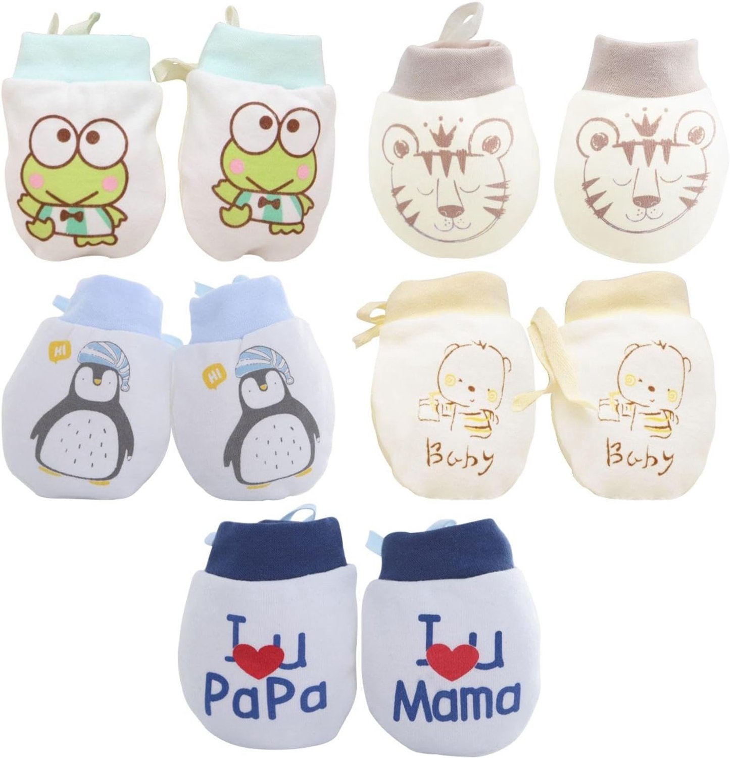 Babyhandschoenen 5 paar - Katoen - Antikras - Bescherming voor gevoelige huid - ShopVlot
