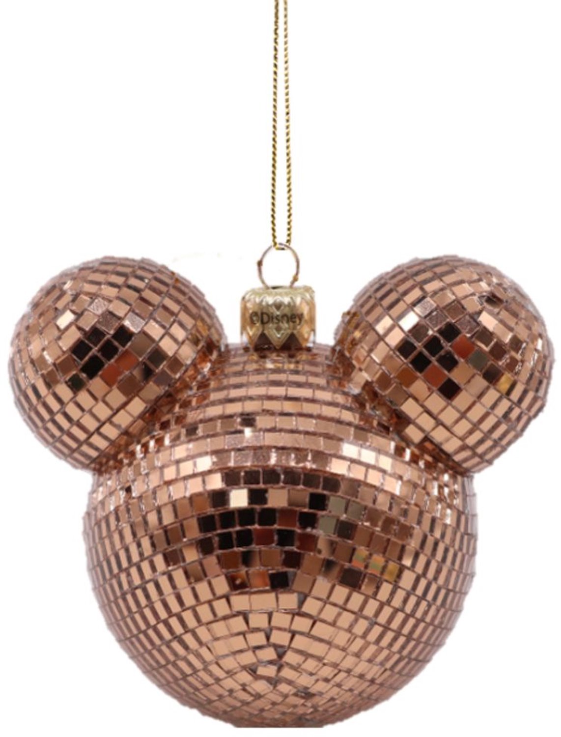 Kerstbal plastic Mickey oren disco koper 8,5 cm Disney