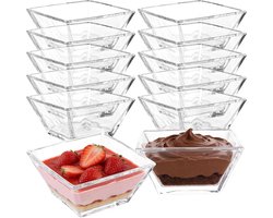 APACALI Crystalia Dessertkommen, glasset, 12, 230 ml, dessertbekers en slakom, glas, 100% loodvrij, transparante glazen kom voor desserts en salades (