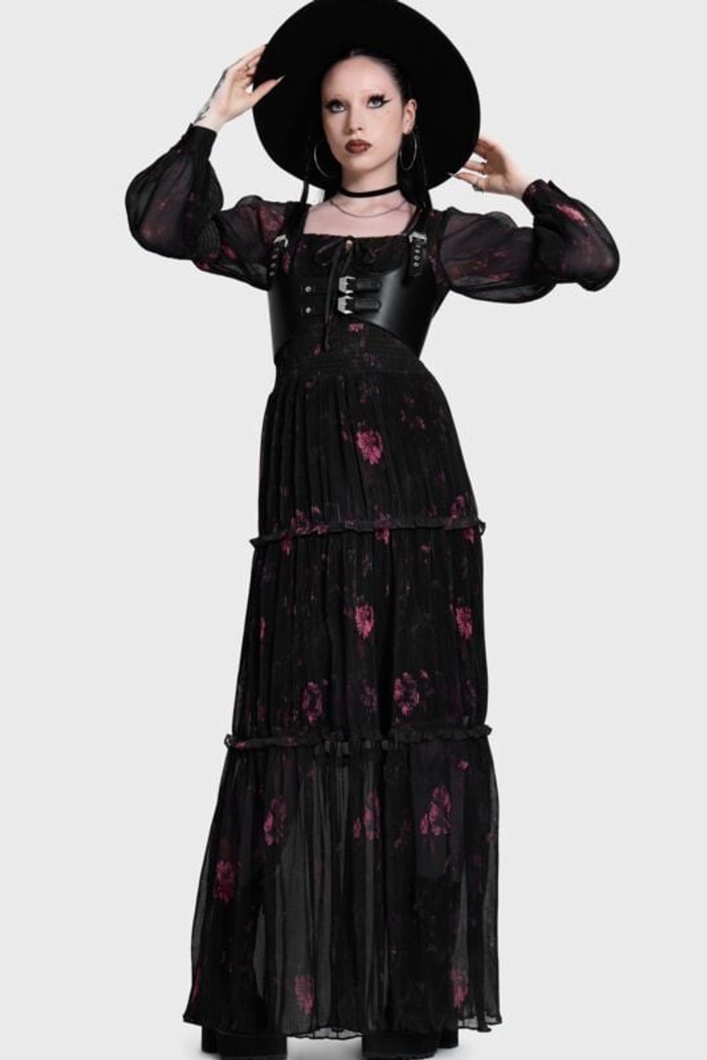 Killstar What Darkness Returns - Pink Aura Maxi Dress Dames Maxi-jurk - zwart/roze - XL