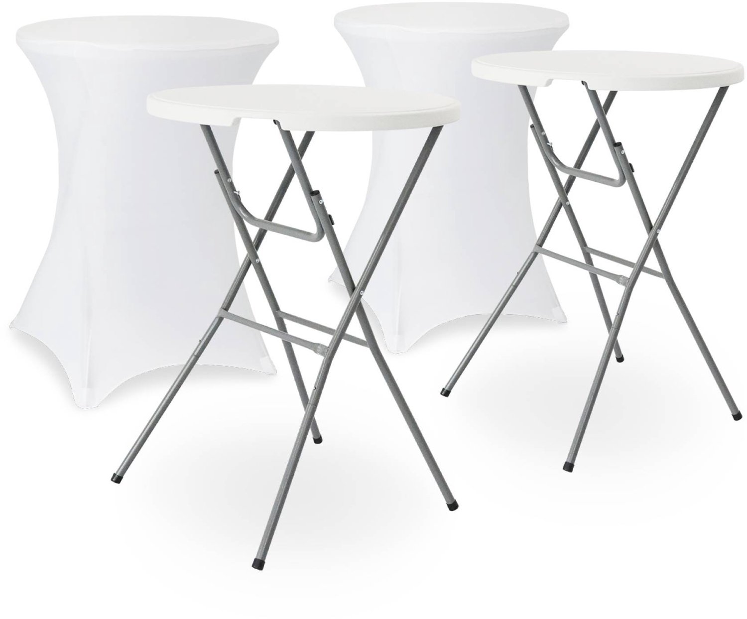 sweeek 2x statafel gala met hoes, ø80cmx110cm Wit