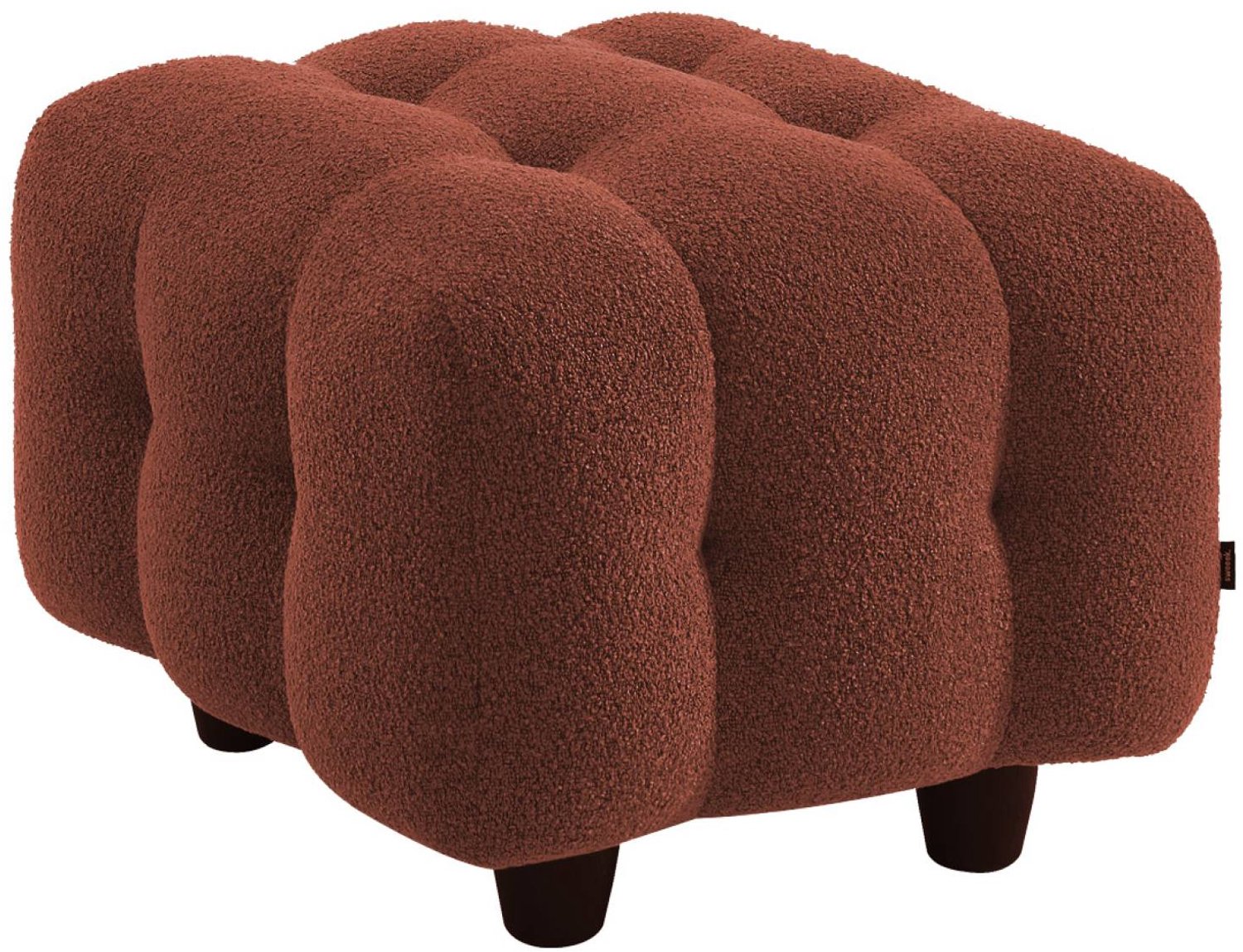 sweeek Bouclé poef, module voor bank, voetenbankje voor 2-zits bank l 69 x b 59 x h 48cm - leon Terracotta
