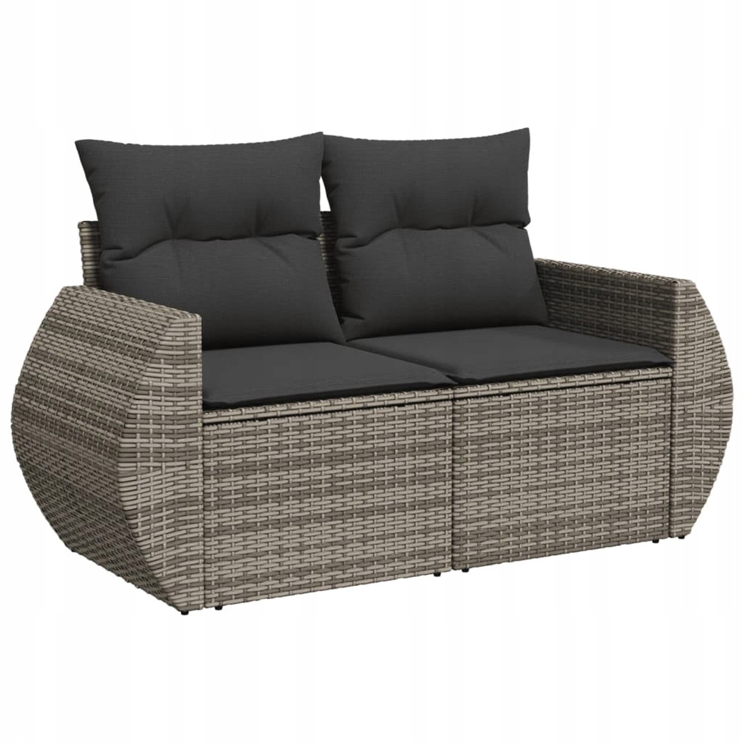 Comfortabele 2-persoons tuinbank van polyrattan in grijs
