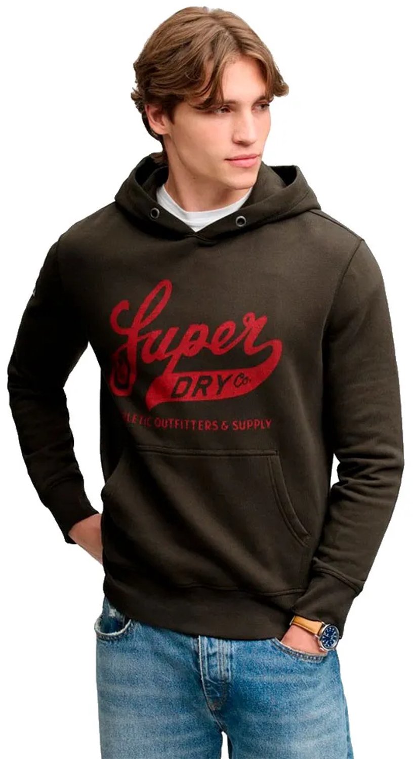 Superdry Vintage Script Hoodie Heren Hoodies Zwart