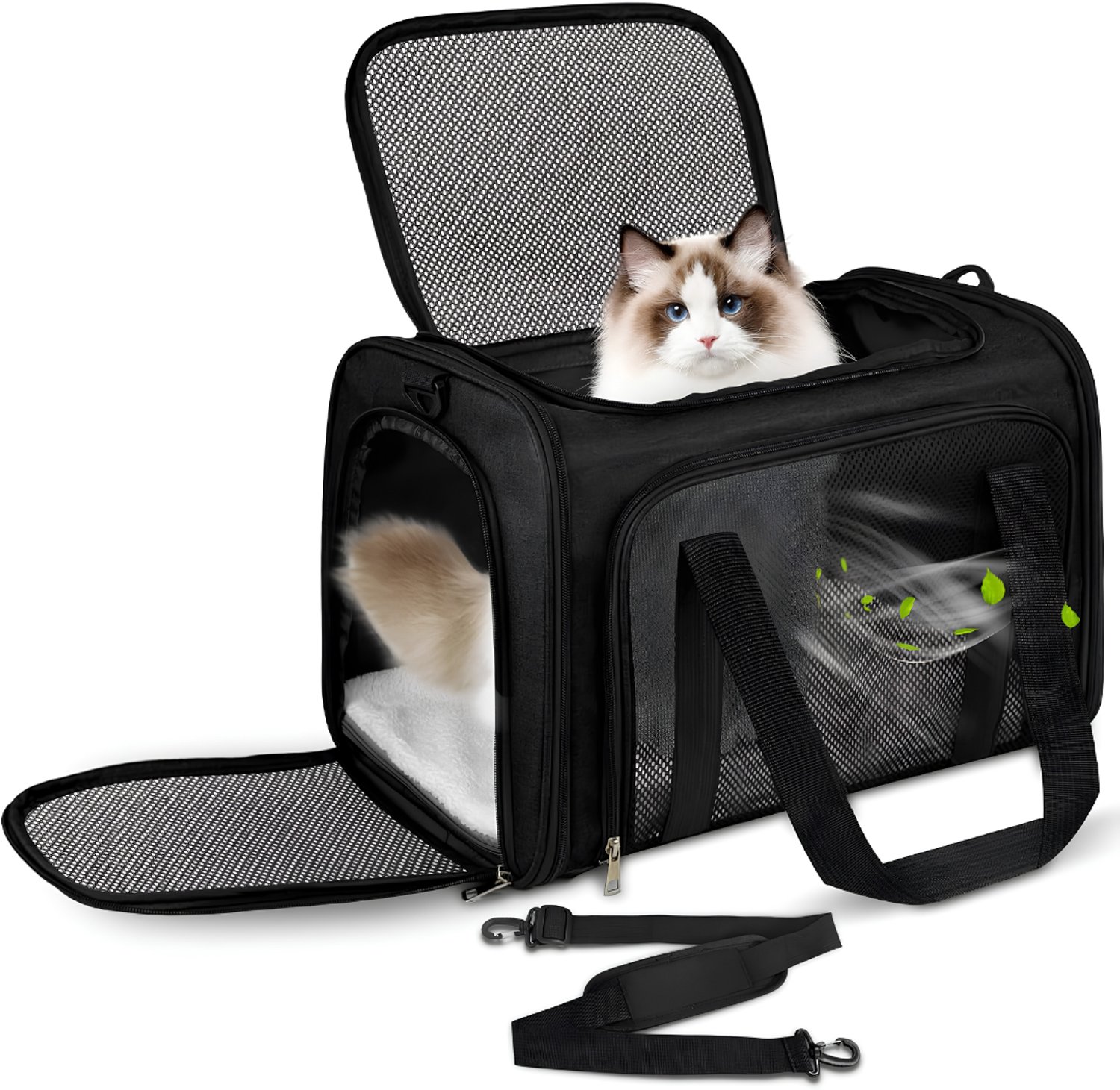 JCP® Reisbench - Reisbench Hond - Reistas voor Kat of Hond - Zwart - 43cm x 28cm x 28cm