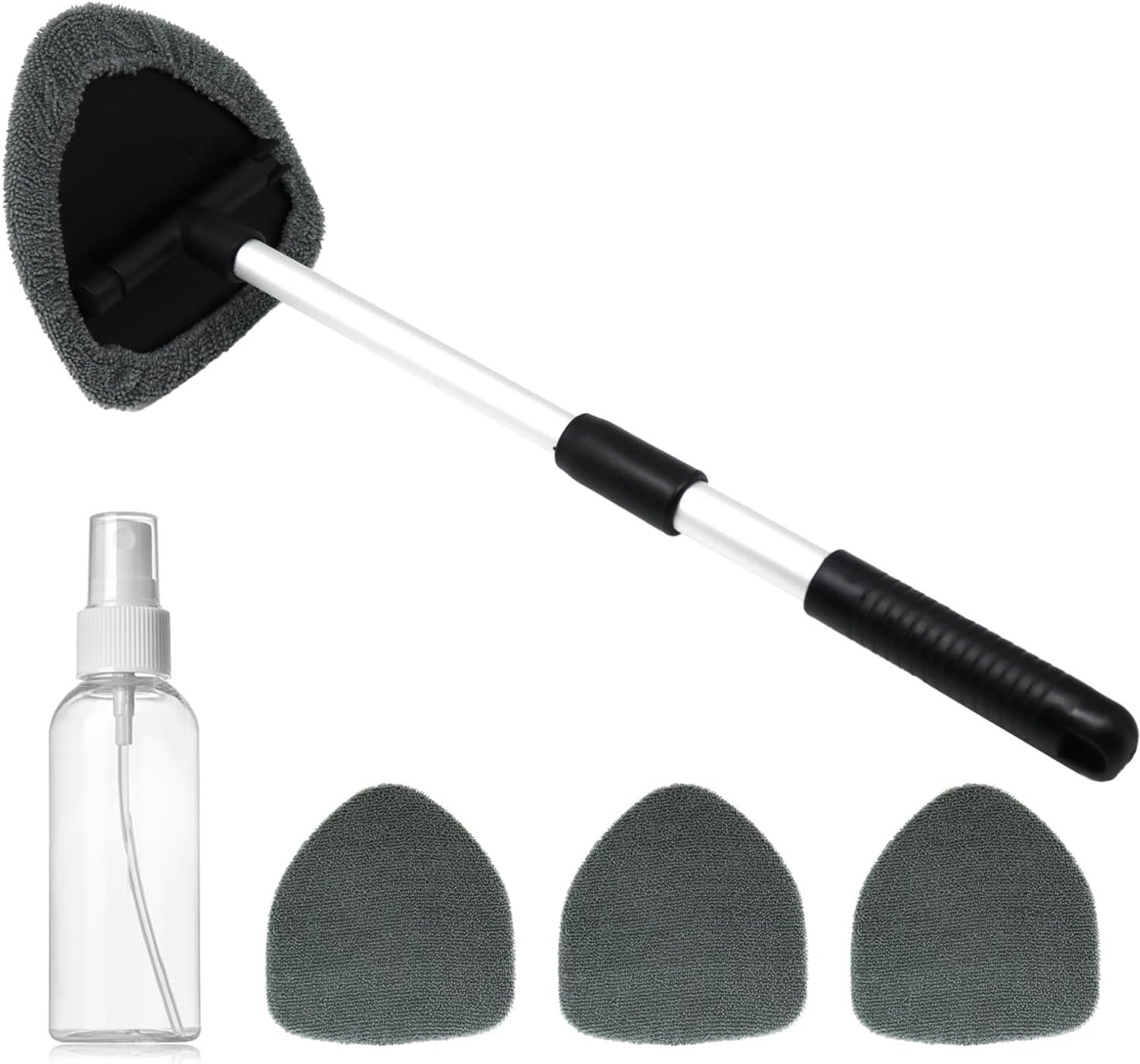 Autoruitreinigingsgereedschap met uittrekbare handgreep - 180° draaibaar - 4 microvezelpads - perfect voor hoeken - ShopVlot
