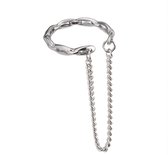Zilverkleurige ear cuff oorbel met ketting voor dames en heren – moderne oor sieraad zonder gaatjes