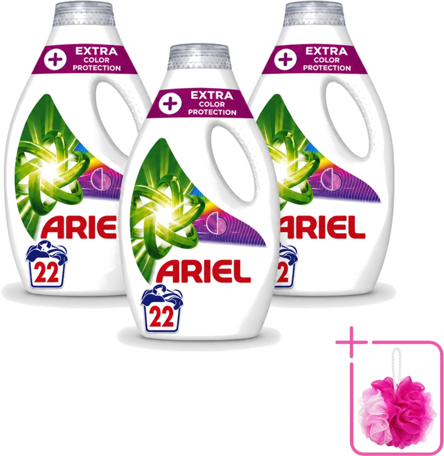 3 x Ariel – Vloeibaar Wasmiddel – Extra Color Protection – 990 ml – 22 wasbeurten - Bulkverpakking - Kleurbehoud wasmiddel - Douchemop - Vloeibaar wasmiddel kleur