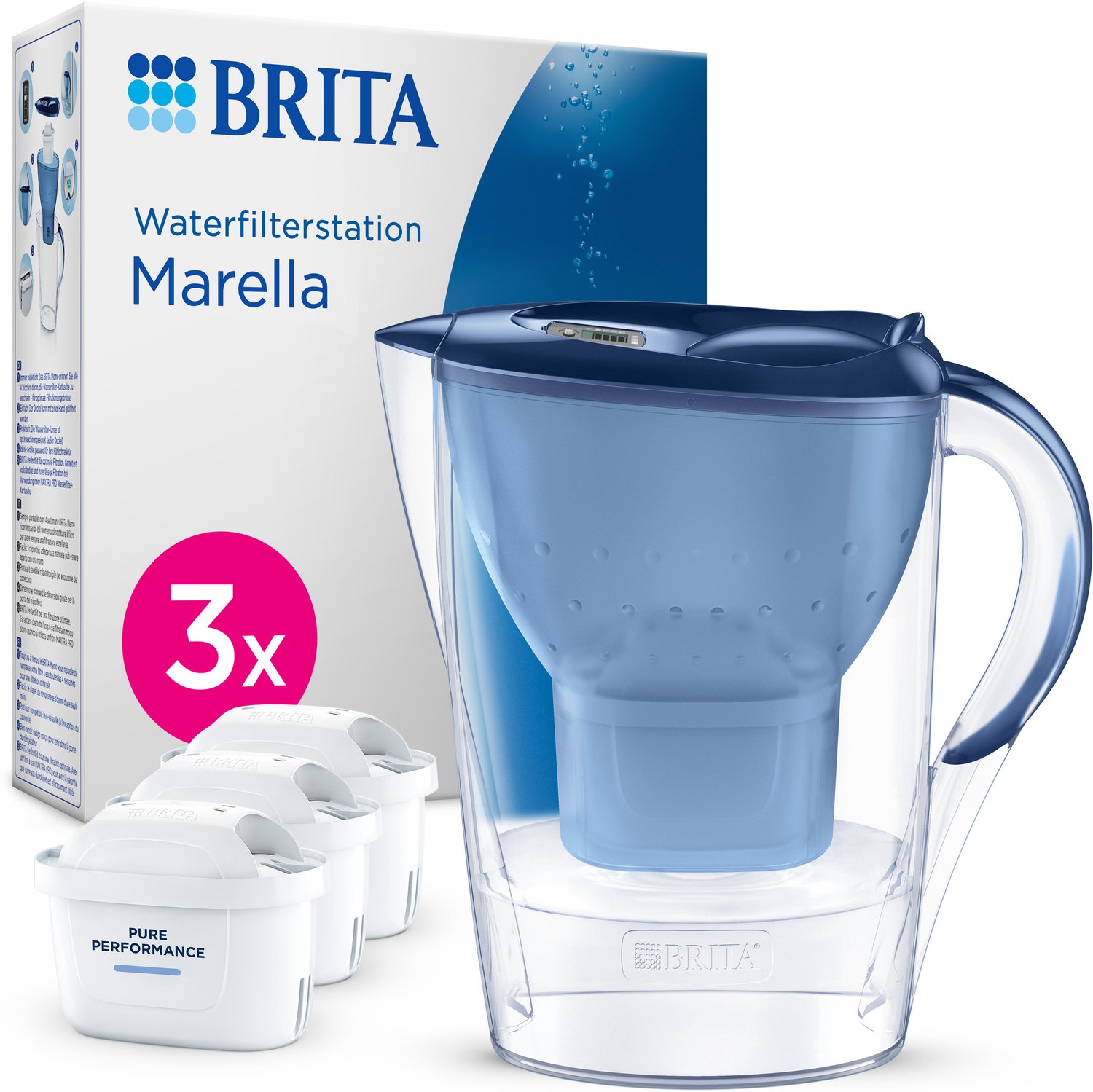 Bol.com BRITA Waterfilterkan Marella Cool - 2,4L - Blauw - incl. 3 MAXTRA PRO Pure Performance waterfilterpatronen - Voordeelver... aanbieding