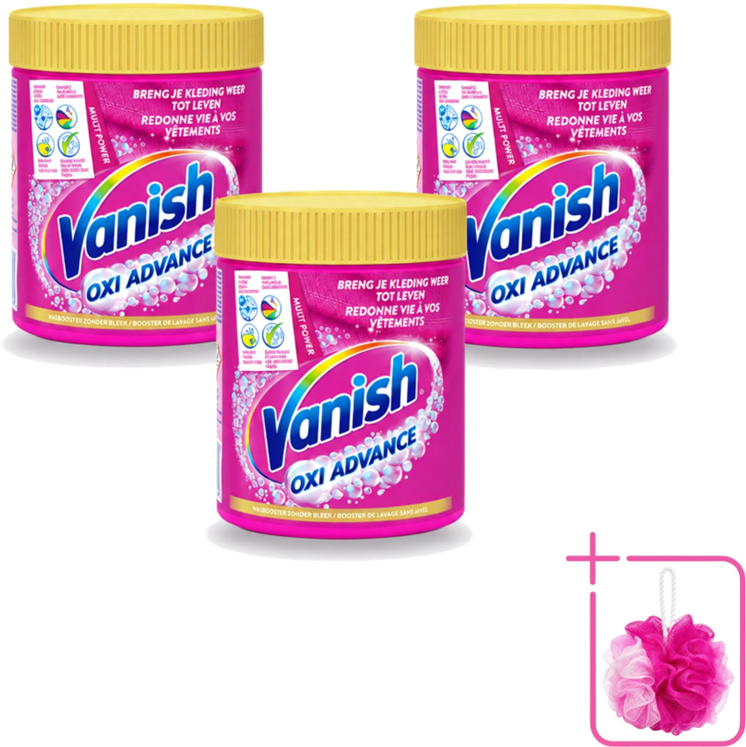 3 x Vanish Oxi Advance - Vlekkenverwijderaar Poeder - Zonder Bleek - Gekleurde Was - 470 Gram - Bulkverpakking - Vlekkenverwijderaar - Douchemop - Gekleurde was