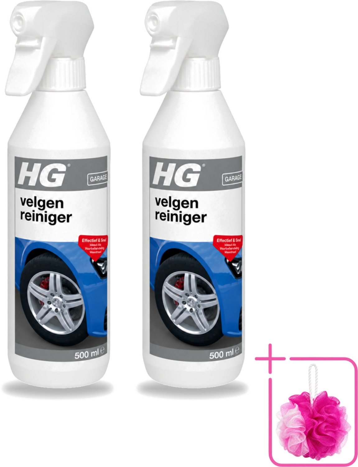 2 x HG - Velgenreiniger - Effectief & Snel - Ideaal Als Voorbehandeling Wasstraat - 500 ml - Bulkverpakking - Velgenreiniger - Douchemop - Autovelgenreiniger