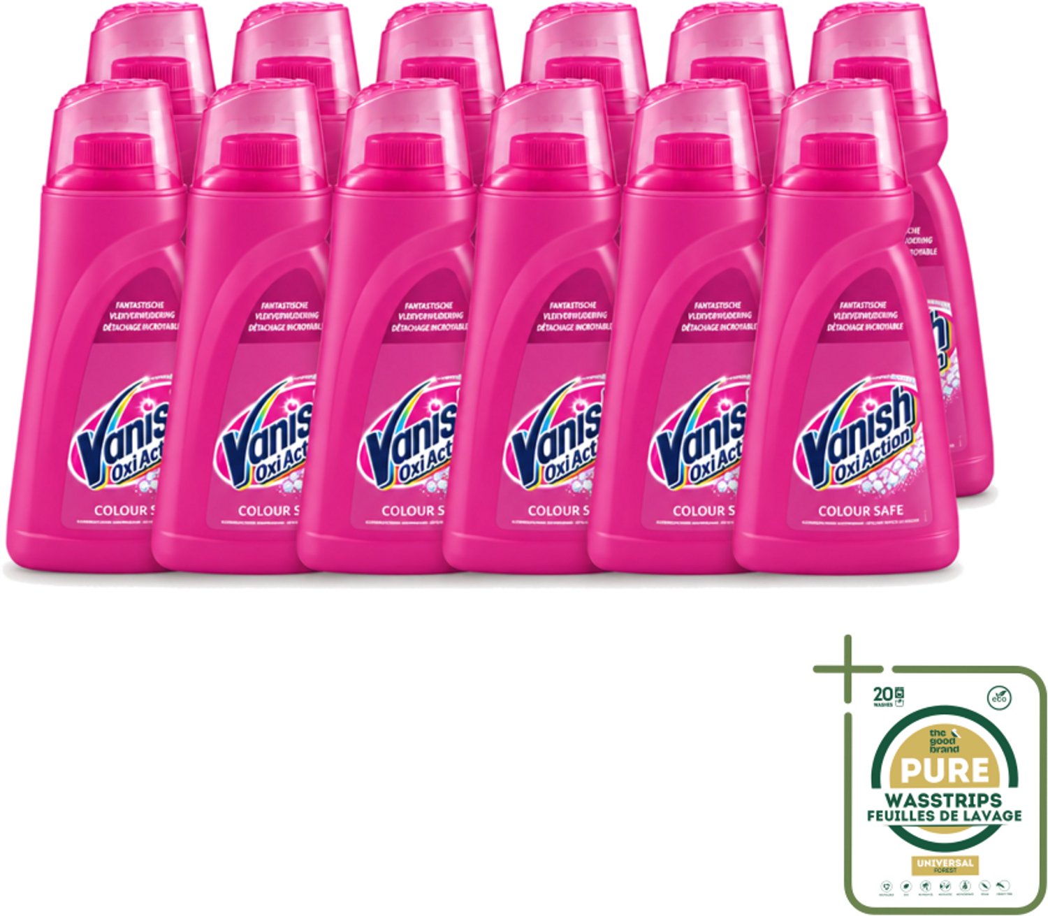 12 x Vanish Oxi Action - Veilige Kleur - Vlekkenverwijderaar Gel - Zonder Bleek - Gekleurde Was - 1 L - Wasstrips - Vlekkenverwijderaar - Vetvlekken - Olievlekken - Make-upvlekken - Tomatensausvlekken
