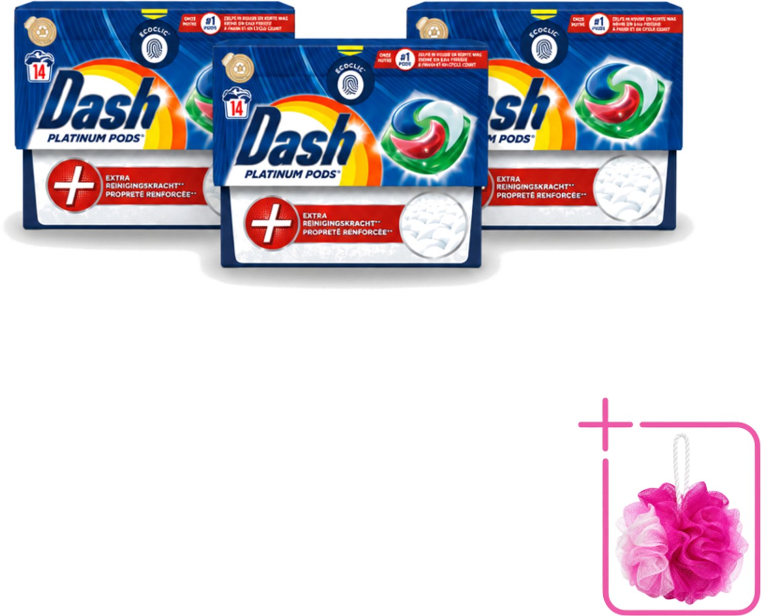 3 x Dash Platinum - Wasmiddel Capsules - Witte en Gekleurde Was - 14 Wasbeurten - Bulkverpakking - Wasmiddel - Douchemop - Wascapsules