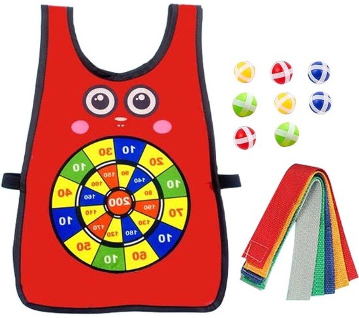 Vangspel Vest - Gooi en Vang - Actief Spelen - Zelfklevende Bal - 33 cm Diameter - Meerdere Kleuren