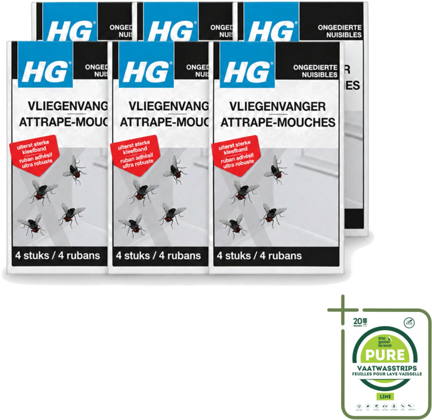6 x HG X - Vliegenvanger - Sterke Kleefband - 4 Vliegenvangers - Grootverpakking - Vliegenvanger - Vliegen Vangen - Kleefband - Vliegbestrijding - Vliegbeheersing