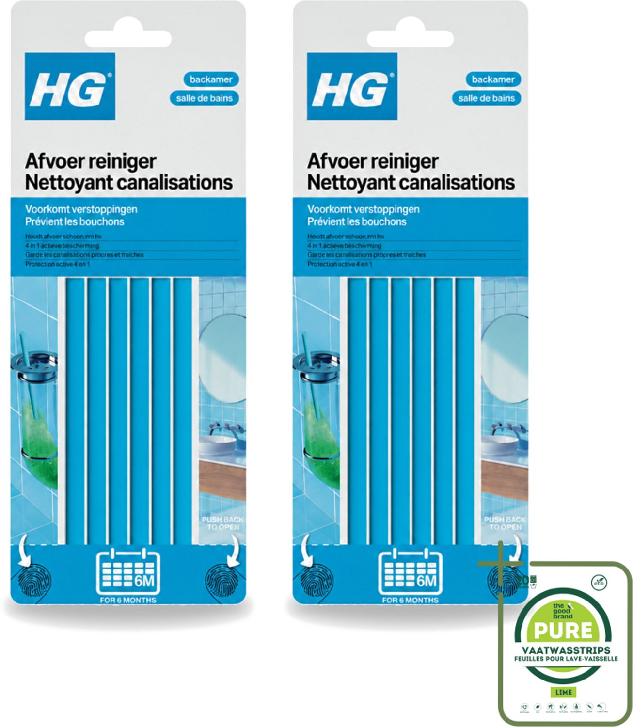 2 x HG - Afvoerreiniger Badkamer - Grootverpakking - Vaatwasstrips - Afvoerreiniger Badkamer - Afvoer Onderhoud - Verstopping Voorkomen - Enzymen Afvoer - Vuil In Afvoer
