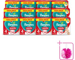 12 x Pampers - Baby-Dry Pants - Luierbroekjes - Maat 4 (9-15 kg) - Comfort Fit - 108 Luiers - Bulkverpakking - Baby luier - Douchemop - Baby droge huid