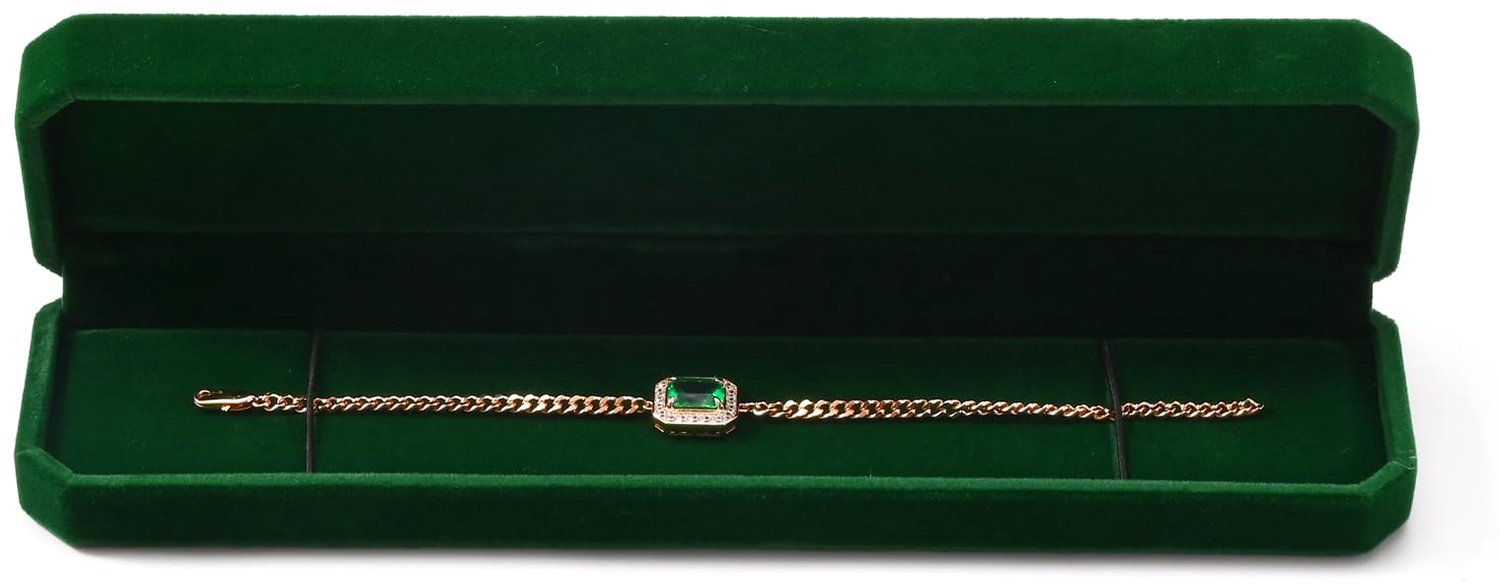 Kettingbox donkergroen fluweel - stijlvolle geschenkdoos - perfect voor verjaardag of Valentijnsdag - ShopVlot