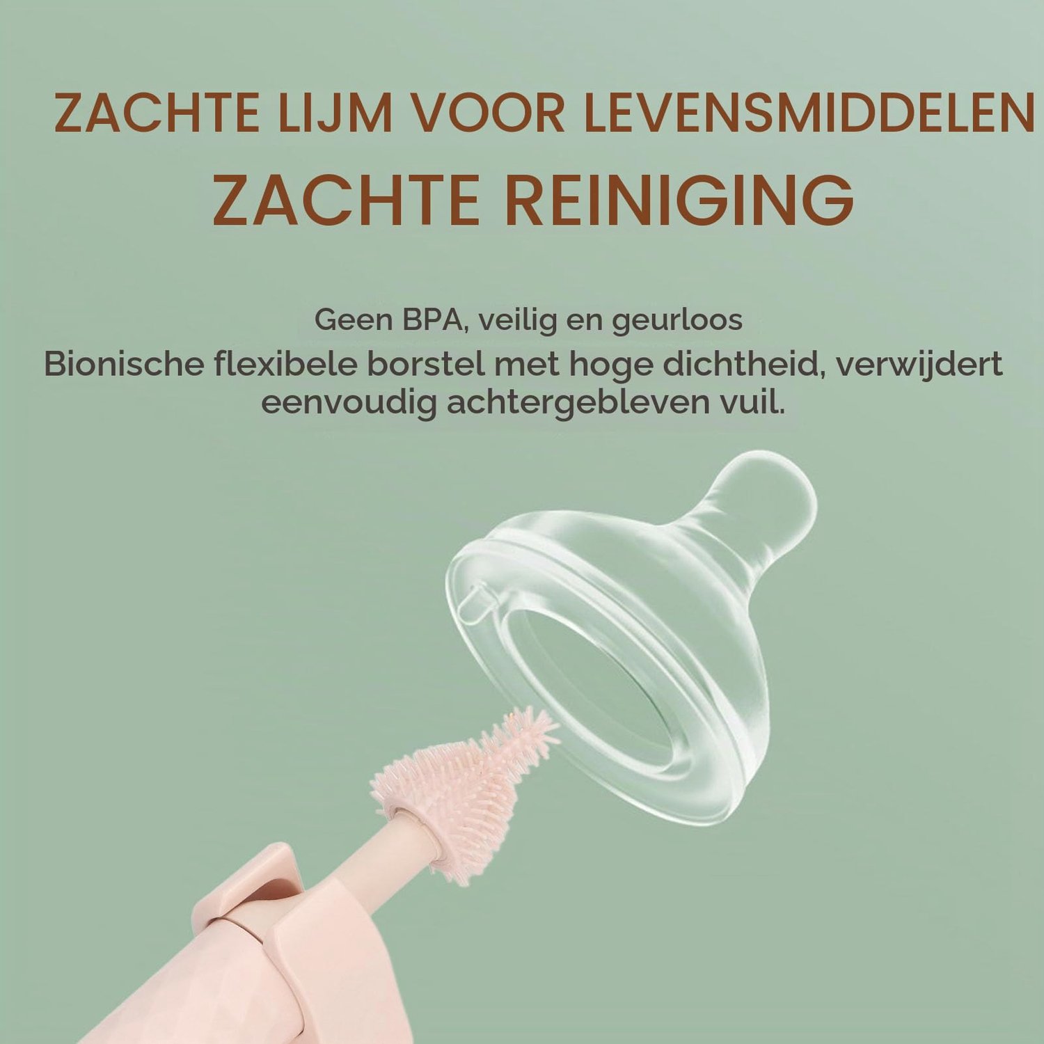 Elektrische babyflesreinigingsset met 2 snelheden, roterende siliconen haren, fopspeen- en flessenborstel, automatische melkflesjesreiniger, stompe ri
