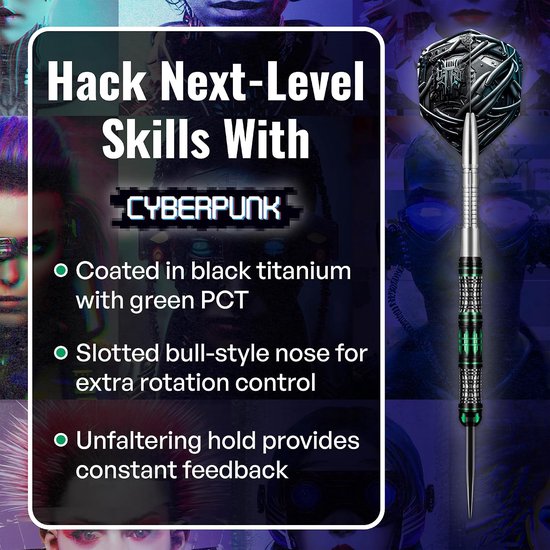 Stalen dartpijlen 24g - Cyberpunk 90% tungsten - Perfecte grip - Voor nauwkeurige worpen - ShopVlot — afbeelding 3