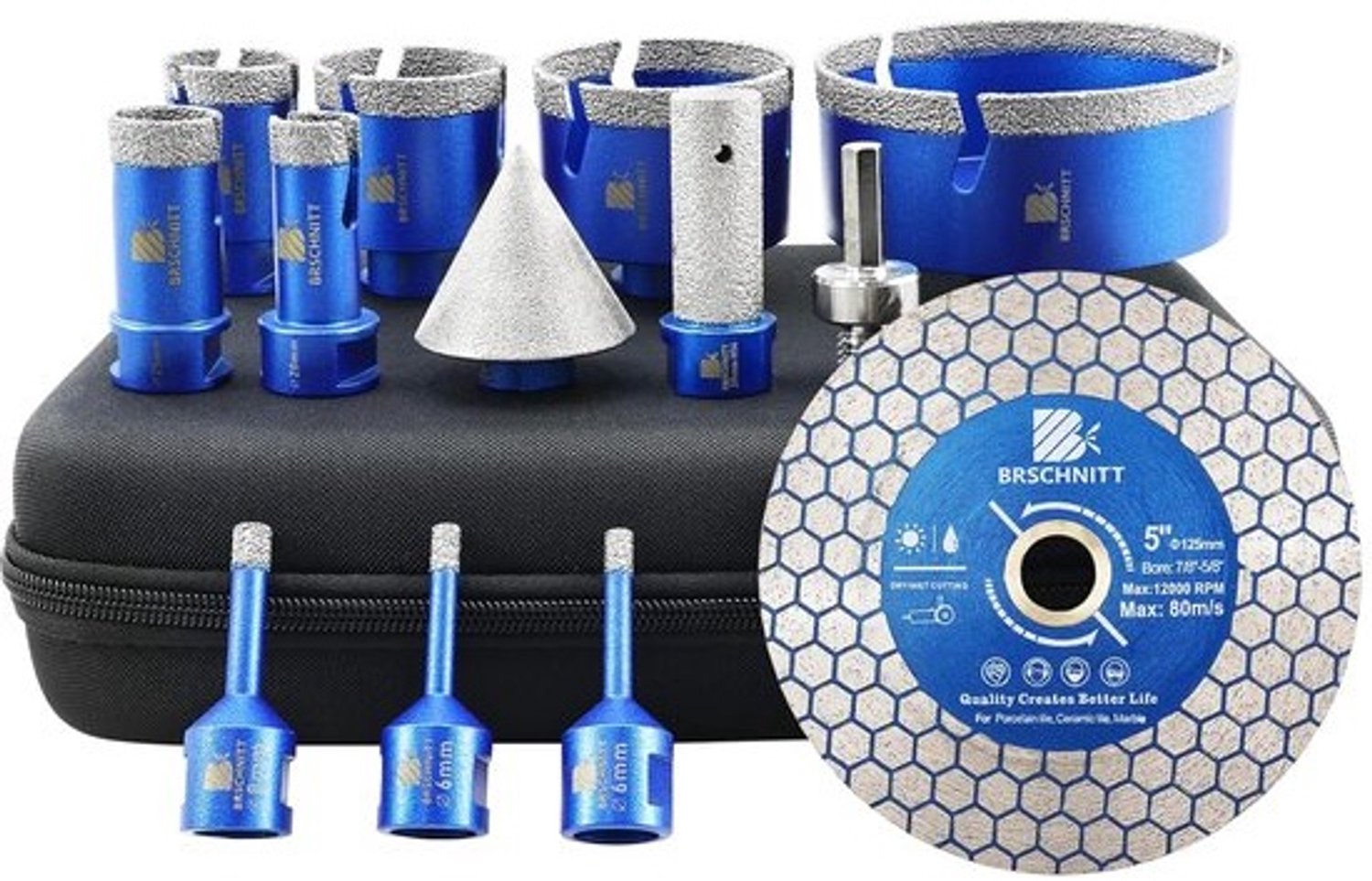 Diamantboor Set - Tegelboor - Gaten Boren - Droog Boren - 6-110 mm - Blauw
