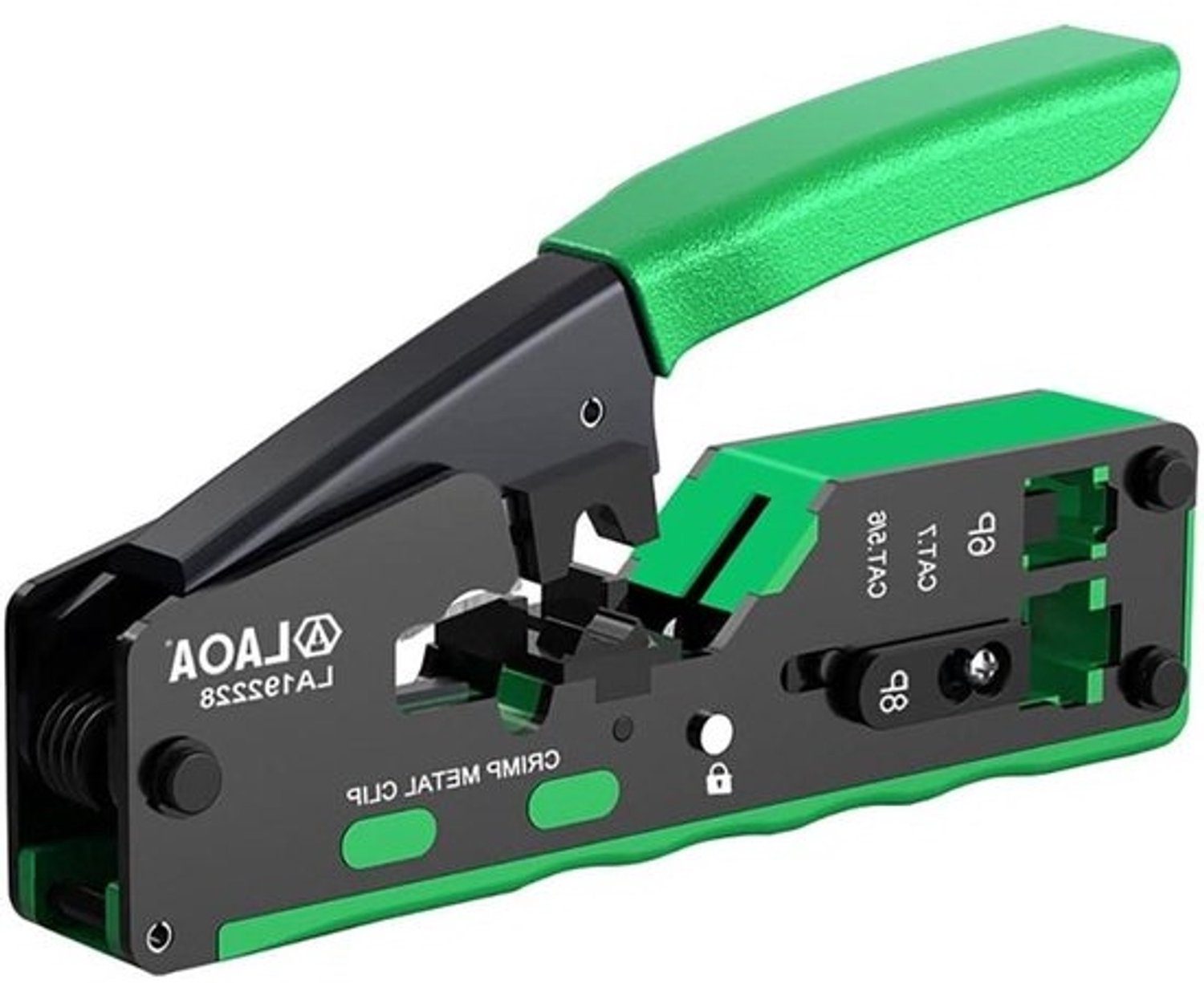 Netwerk Krimptang - Ethernet Crimper - Netwerk Installatie - Veelzijdig en Precisie - Diverse Stekkers - Groen Zwart