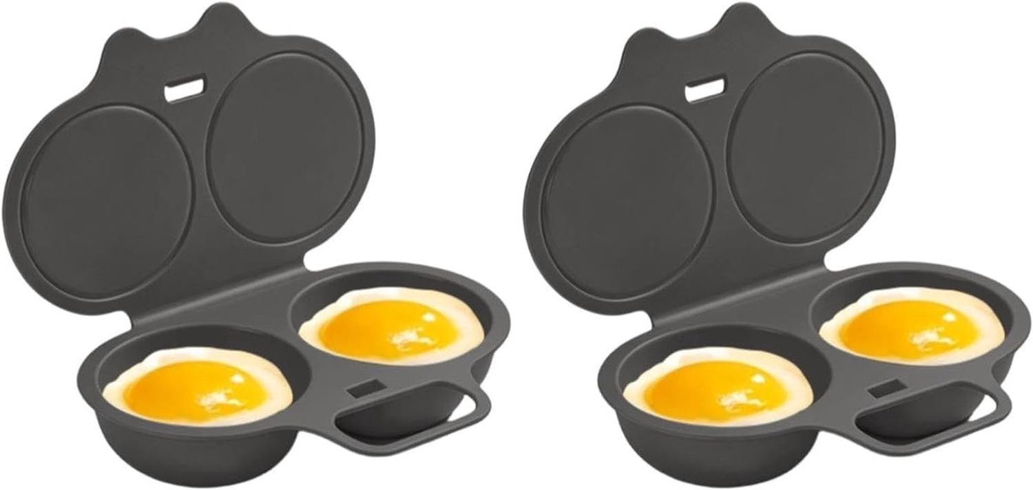 Eierkoker voor Magnetron - Geel - 16 x 12 x 3 cm - Hittebestendige Eierdopjes met Deksel - Voor Snel Ontbijt