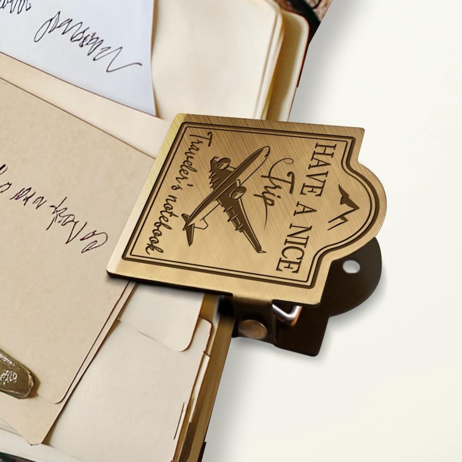 ANATTASOUL Travelers Notebook Journal Clip Metal Travel Airplane Book Binder Clips Bronze Vintage, 4.5cm x 4cm - ShopVlot