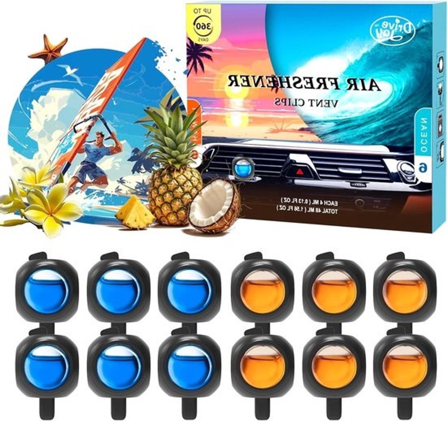 Ventilatieclips Luchtverfrisser - Auto Geurclips - Auto Interieur Verfrissen - Tot 240 Dagen Geur - 12 Stuks - Zwart