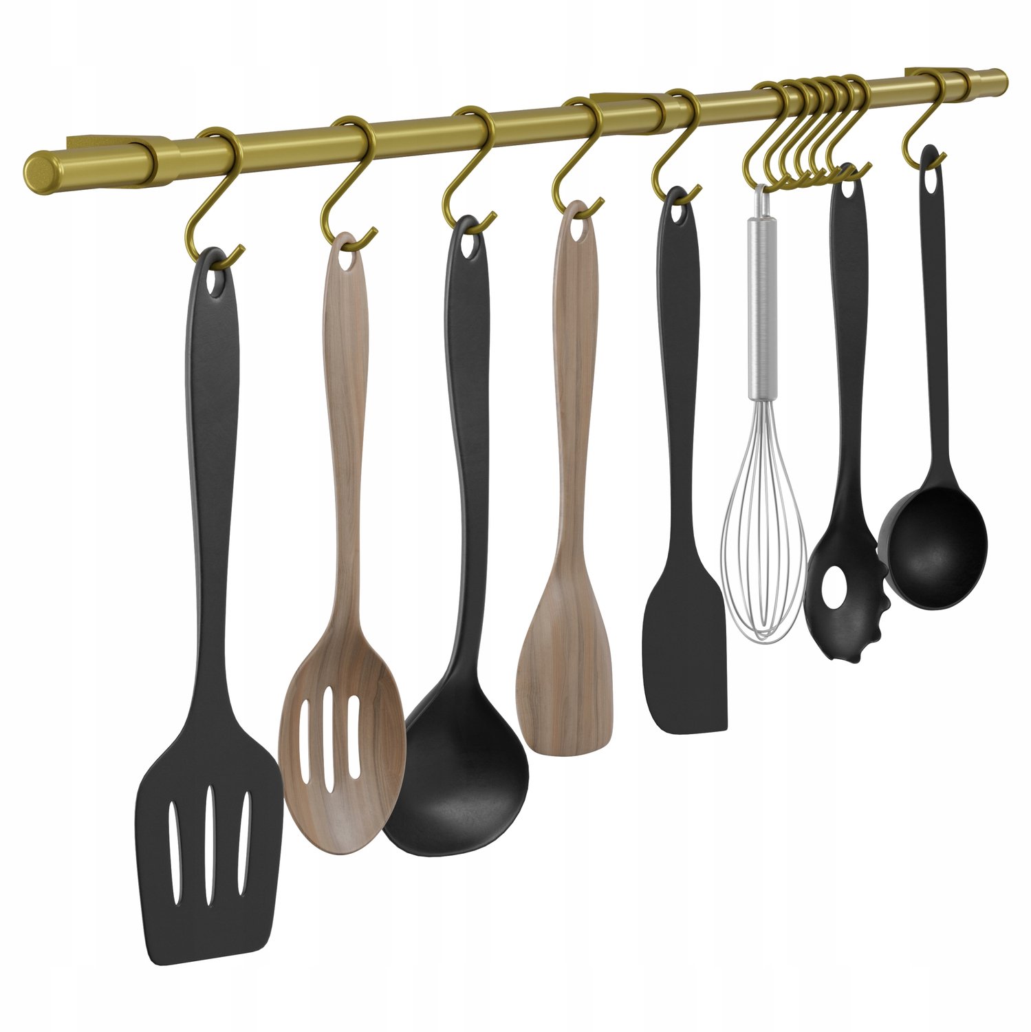 Gouden Keukenrek 100 cm met Haken - TWIST Serie