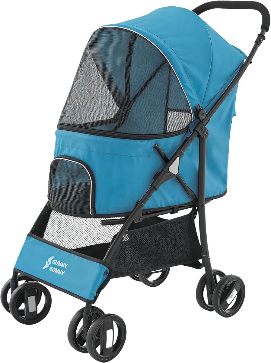 Wandelwagen Mesh Venster Blauw - Lichtgewicht - Comfortabel - Ideaal voor dagelijks gebruik - SnelShoppen