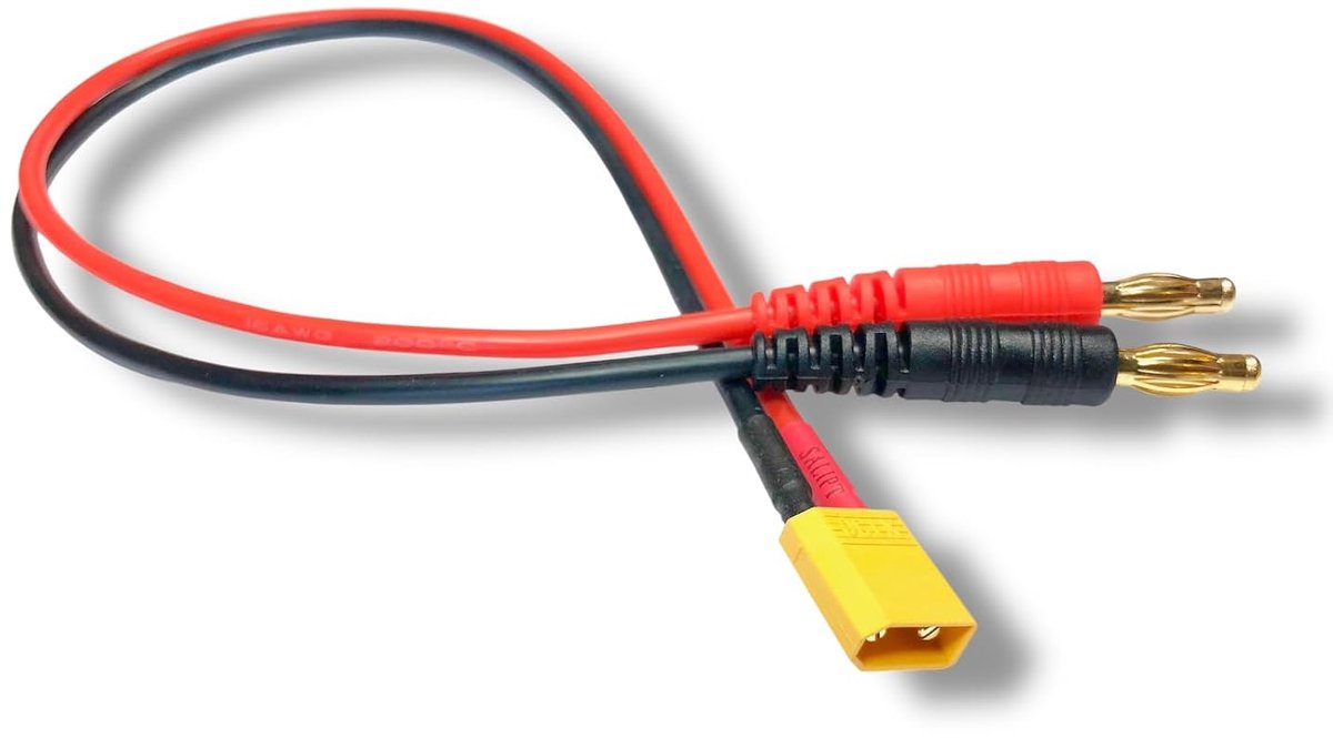 Original Premium Charging Cable with XT30 Plug Gold Plug to 4mm Banana Plug 30cm 14AWG Cable for Lipo Battery Model - ShopVlot