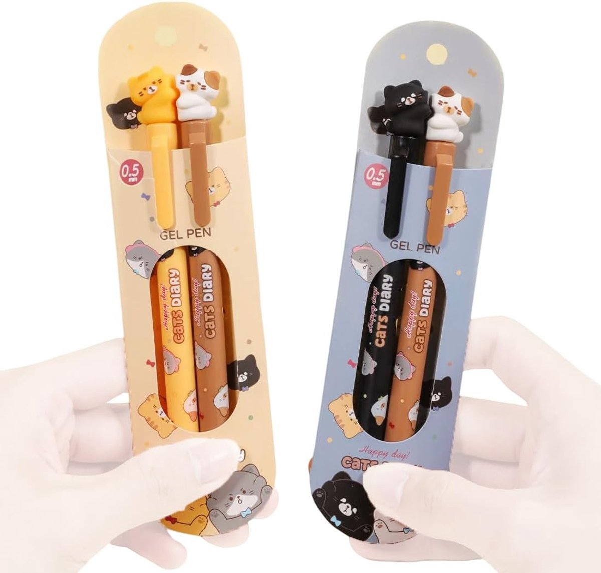 4 Kawaii gelpennen met kattendesign, vriendschaps- en koppelpen, schattig schrijfwarencadeau met ergonomische - ShopVlot
