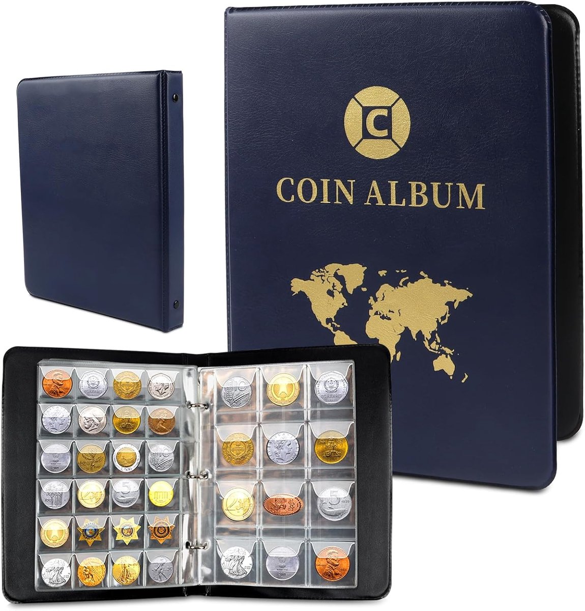 Coin collector album 420 bags, Coin collector album 3.5 * 3.5 cm/4.5 * 4.5 cm, Coin album 2 Euro coins, Coin storage - ShopVlot