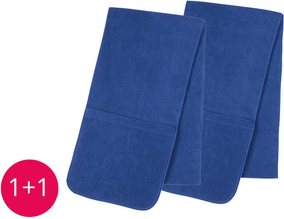 Outspot - Fleece sjaal met opbergvakken: 1 + 1 GRATIS - Blauw 1 + 1 GRATIS